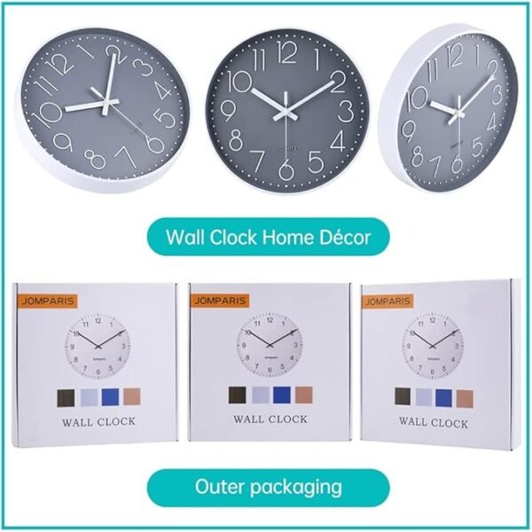 jomparis Wall Clock 12 Inch Non-Ticking Silent Battery Operated