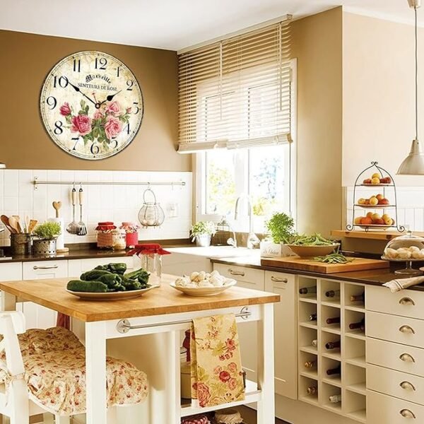 Toudorp Home Wall Clock 14 Inch Wooden Battery Operated Wall Clocks