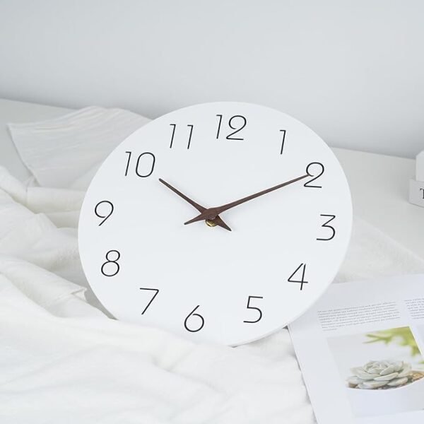 Mosewa Wall Clock 8 Inch White Silent Non Ticking Wall Clocks