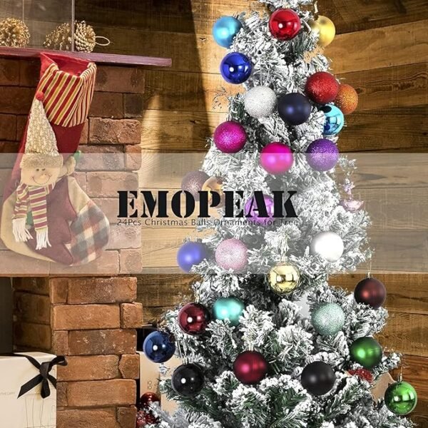Emopeak 24Pcs Mini Christmas Balls Ornaments 1.2 Inch