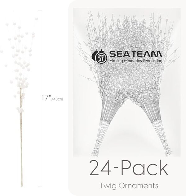 Sea Team 24-Pack Artificial Glitter Berry Stem 17 Inches