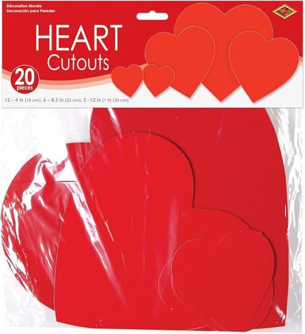 Beistle Store Cardstock Paper Heart Cut Outs ,20, 4", 8.5", 12in