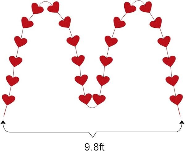 Partyprops store 72 Red Hearts Felt Garland