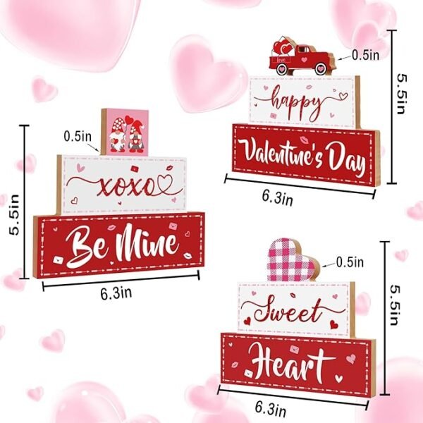 Lairyan 3 PCS Valentine's Day Wooden Sign Table