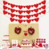 KatchOn, Red Felt Heart Garland  - Pack of 40