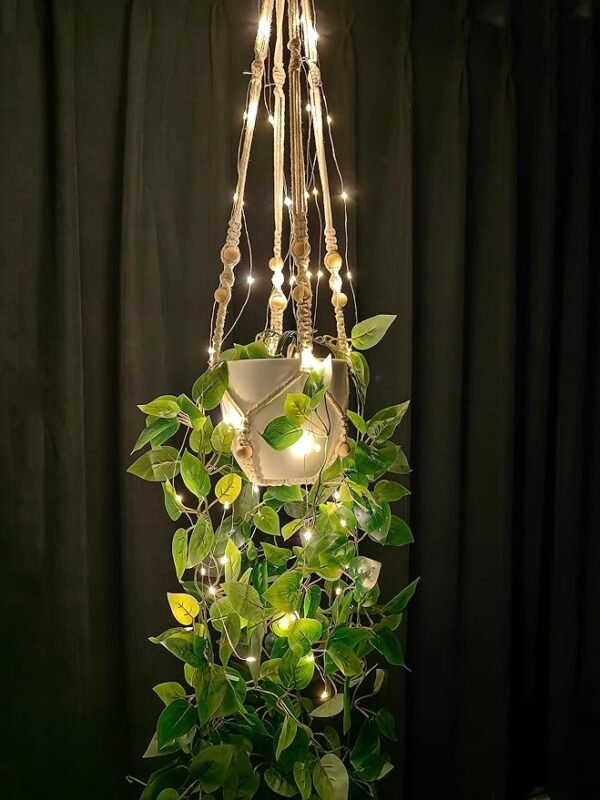 5 Hanging Planter with Lights Indoor Macrame Plant Hanger