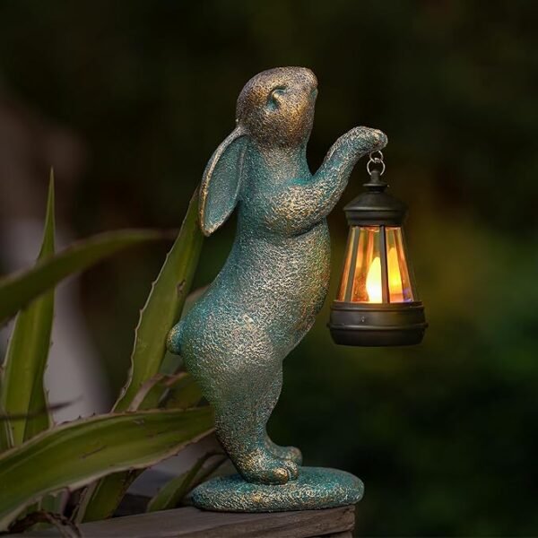 MININOVA Garden Statues Rabbit with Solar Lantern