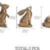 WONDROUS' DECO Set of 3 Small Resin Dark Gold Easter Bunny Figurines