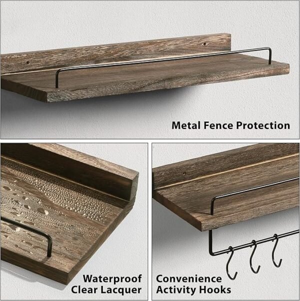 the ZhiYo-Life Bathroom Floating Shelves with Wire Basket