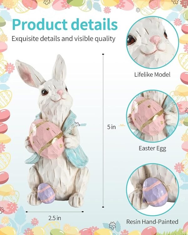 iStatue Easter Bunnies, 2 Resin 5'' Bunny Figurines
