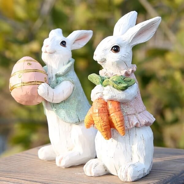 Hodao Easter Bunny Decor Figurines 2pcs