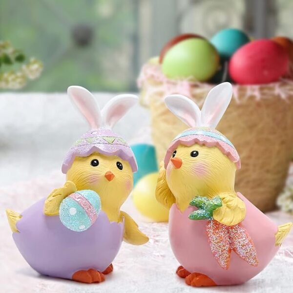 Hodao  Colorful Eggs Chickens Gnomes Decorations 2PCS