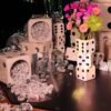 Iridescent Triple Dice Vase, Maximalist Home Decor Ceramic
