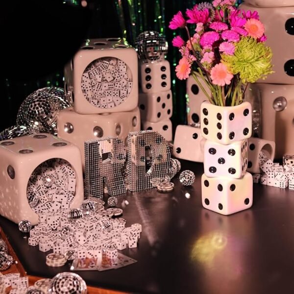 Iridescent Triple Dice Vase, Maximalist Home Decor Ceramic