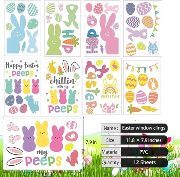 Sarybei 9 Sheet Reusable Static Peeps Window Stickers