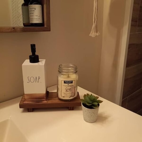 GRID FORTE Wood Pedestal Soap Stand, Farmhouse Wood Riser, Soap Dish Holder