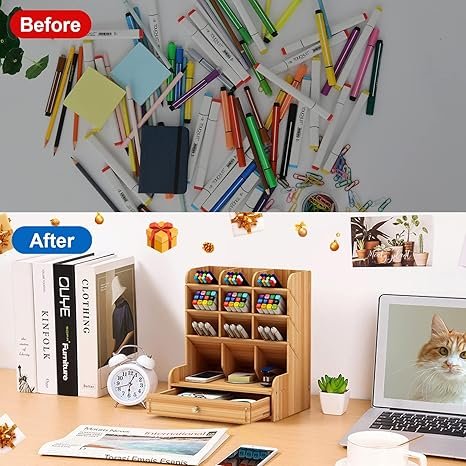 Marbrasse  Multi-Functional DIY Pen Holder (B11-Cherry Color)