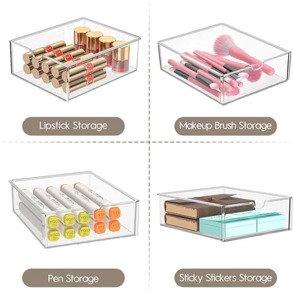 AMALEKO Acrylic Drawer Organizers 21 Drawers 4 Set