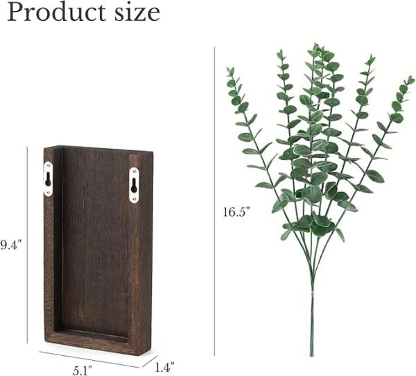 5 2 Pack Wood Wall Planter Vase with Artificial Eucalyptus Farmhouse Wall Hanging Decor