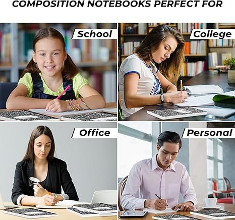 Rosmonde 12 Pack Composition Notebook  200 Pages (100 Sheets), 9-3/4 x 7-1/2"