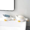 Fewile 1 Pack Duck Ceramic Soap Dishes,Soap Holder with Drain