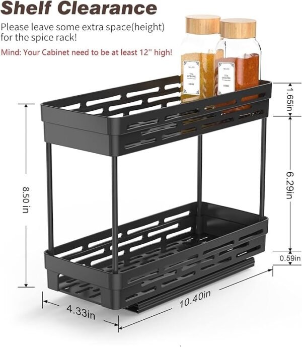 DABIGE 2 Packs Pull Out Spice Rack Organizer for Cabinet, Slide Out Spice Racks Organizer