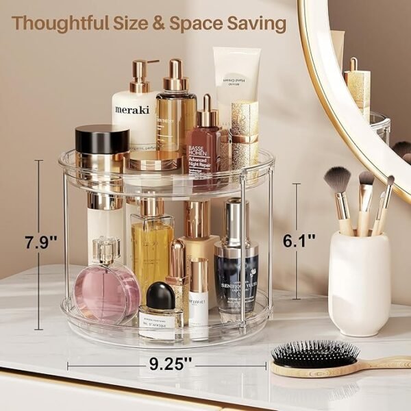 LAMU 2 Tier Lazy Susan Turntable Organizer 9.25'' Rotating Spice Rack