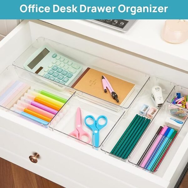 Vtopmart 36 PCS Clear Plastic Drawer Organizers Set, 7-Size Bathroom and Vanity Drawer Organizer