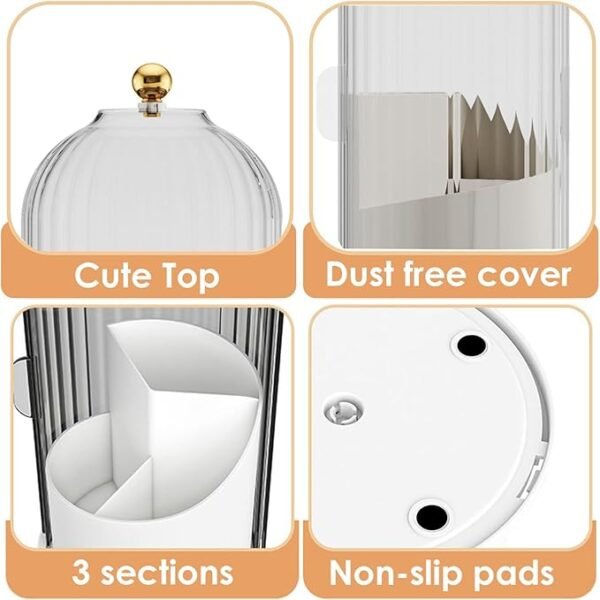 YOOLENS Makeup Brush Holder Organizer with Lid,360 Rotating Clear Dustproof Makeup Brushes