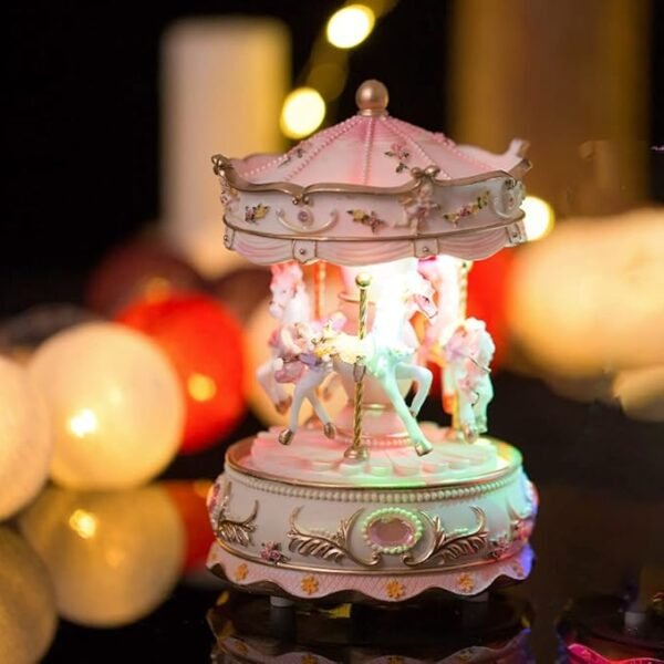 LOVE FOR YOU Gift Wrapped Music Box Carousel Horse Color Lights Unicorn Musical