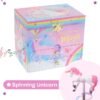 Jewelkeeper Jewelry Box for Girls - 2-Drawer Music Box with Spinning Unicorn, Pink Glitter Design, Dreamer Tune