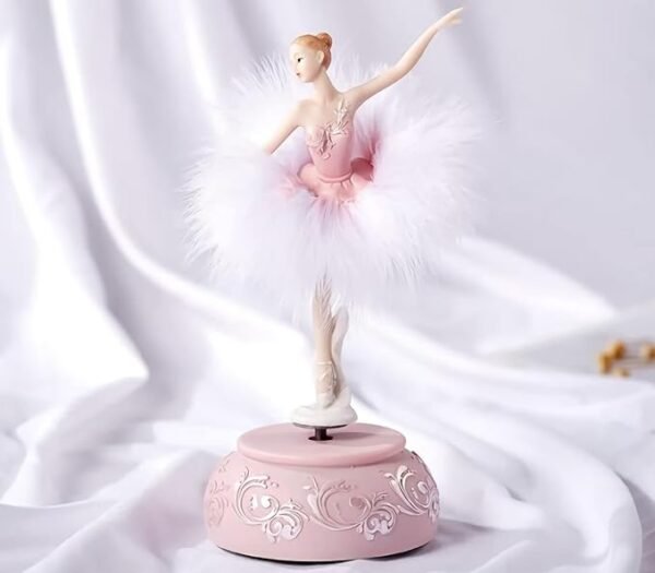 Singeek Ballerina Music Box Figurine Plays Swan Lake Tune, Musical Figure Hand-Painted Feather Skirt