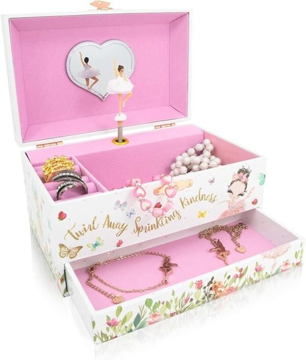 The Memory Building Company Music Box - Ballerina Jewelry Box for Girls and Boys w/Matching Necklace and Bracelet