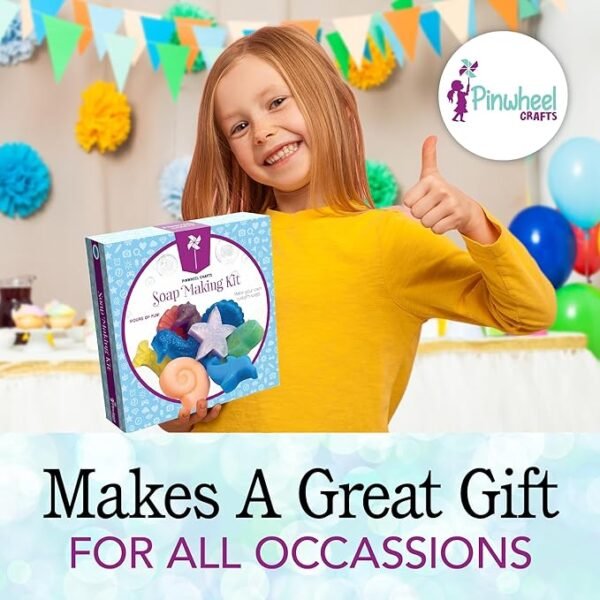 Soap Making Kit for Kids, DIY Complete Set with Molds, Scents, Dye, Glitter, Foaming Net
