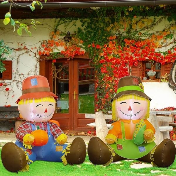 3.3FT Fall Inflatable Decoration, Set of 2 Air Blown Scarecrow Couples