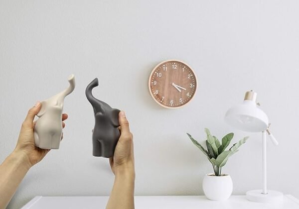 Loving Pair of Elephants in Beige & Grey - Modern Ceramic Sculpture
