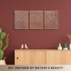 Modern Mountain and Sun Wall Sculptures - Set of 3