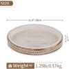 Decorative Serving Tray Wood: White Washed Bead Round Tray
