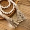 Farmhouse Beads 58in Wood Bead Garland with Tassels Rustic Country