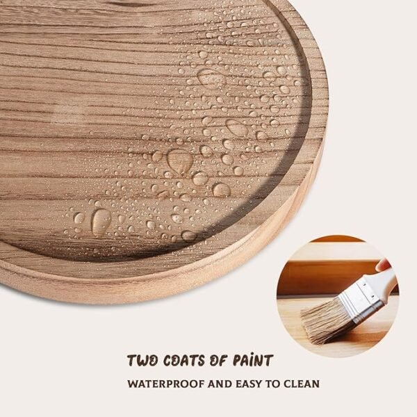 Round Decorative Tray Wood Bathroom Counter Organizer