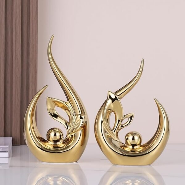 Gold Abstract Sculptures Home Decor, Ceramic Art Statue Cool Stuff