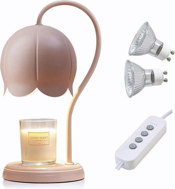 Cute Pink Flower Candle Warmer Lamp with Timer Dimmable
