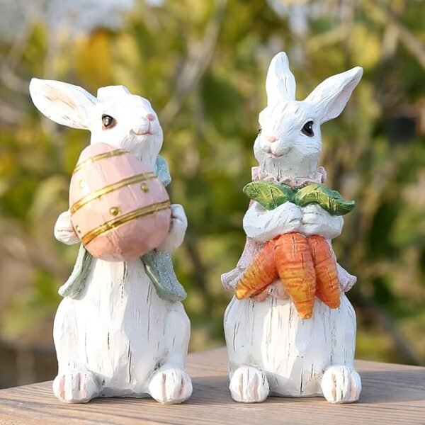 Hodao Easter Bunny Decor Figurines 2pcs