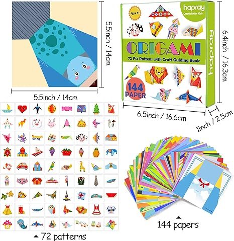 Hapray Origami Kit 144 sheets Origami Paper 72 Patterns