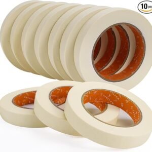 SEBETOW Masking Tape Bulk 10 Packs 0.75 Inch, White Beige