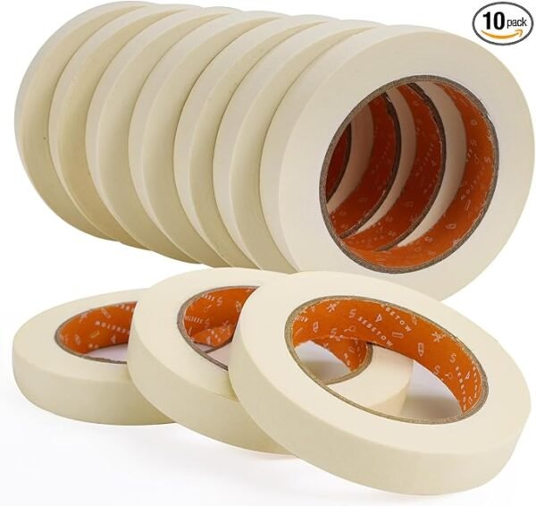 SEBETOW Masking Tape Bulk 10 Packs 0.75 Inch, White Beige
