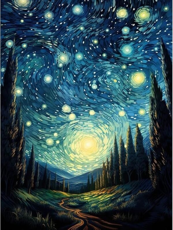 Starry Sky Diamond Art Kits for Adults, Forest Diamond Painting Kits with Round Diamonds
