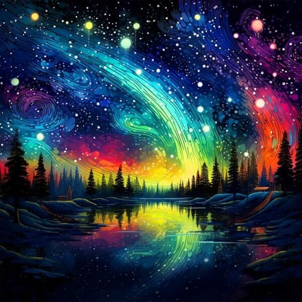 Ekuxom Starry Night Diamond Painting Kits for Adults, Aurora Diamond Art Kits for Adults