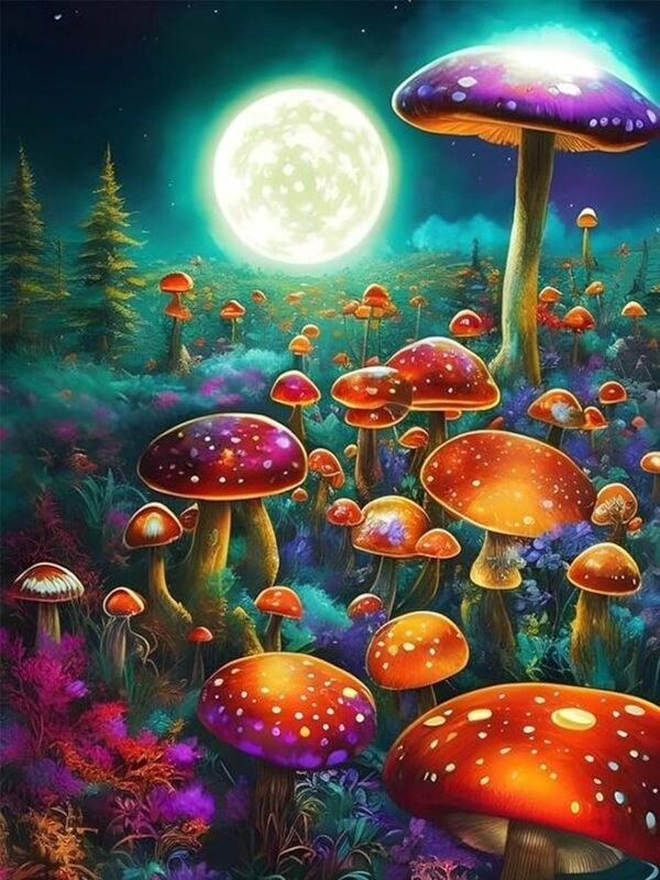 Mushroom Diamond Art Kits for Adults Moon Landscape Diamond Painting Kits