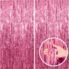 BOMSI 2 Pack Pink Backdrop Party Decorations Tinsel Curtain